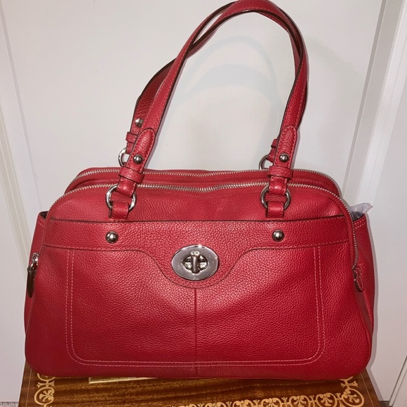 RARE RED COACH SATCHEL BAG large - Picture 1 of 13